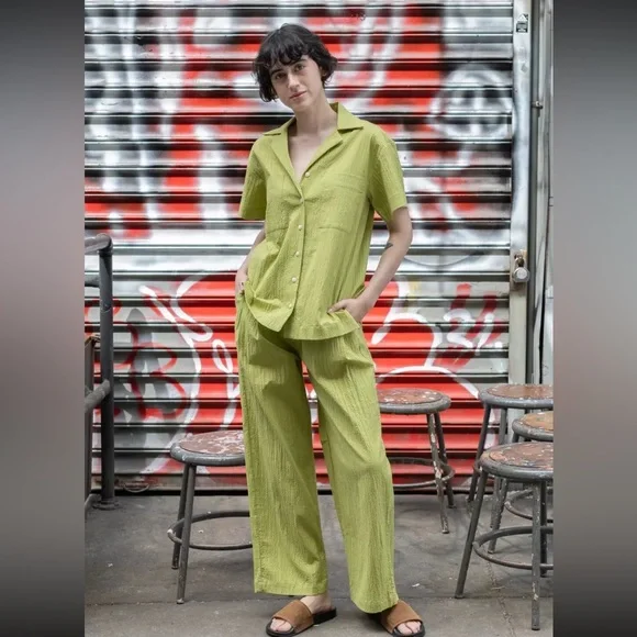 Ilana Kohn Chelito Shirt, Avo (lime green) Short Sleeve Blouse Small - Picture 8 of 8